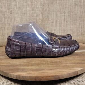 Anne Klein IFlex Loafers Brown Crocodile Print Buckle Slip On Shoes‎ Women's 6.5